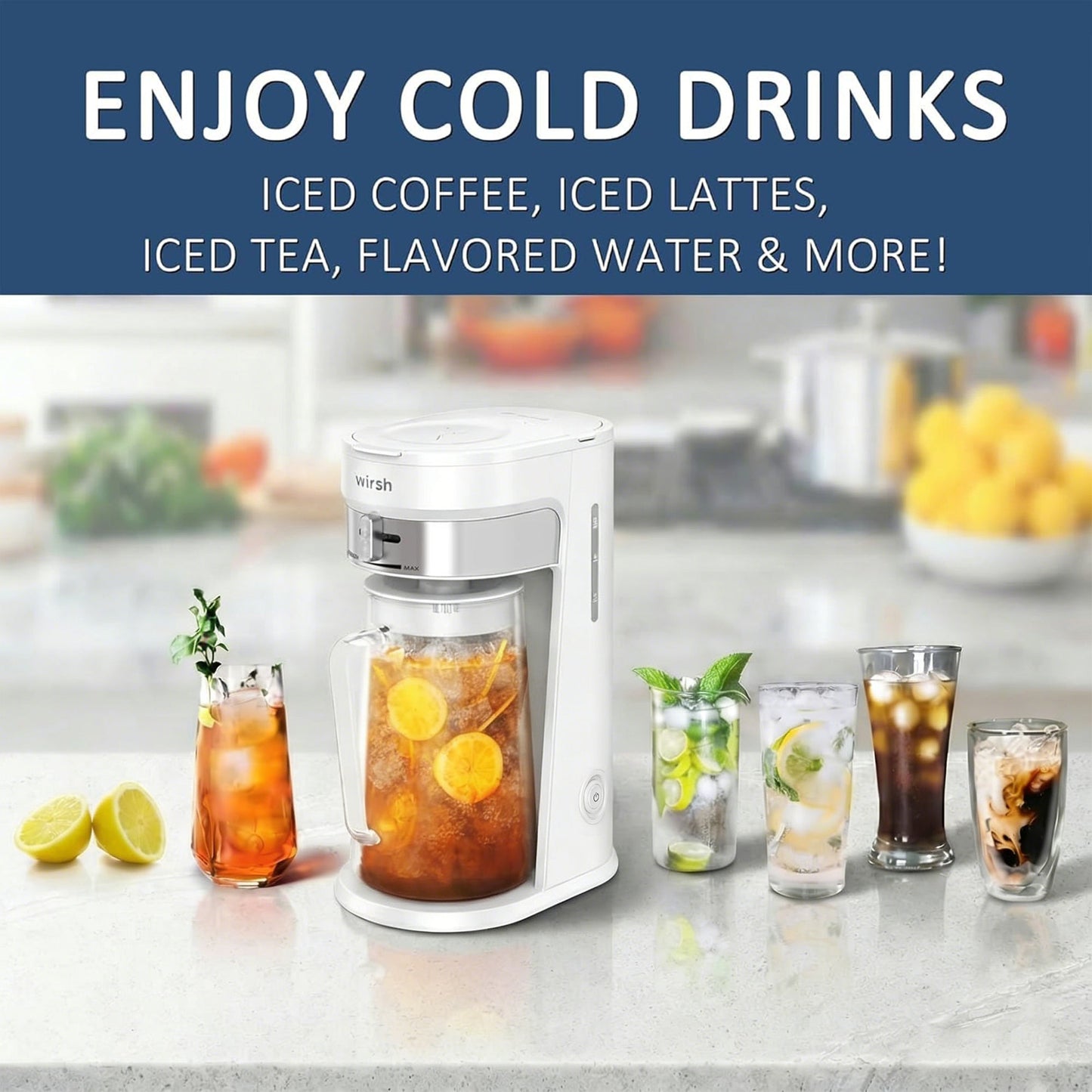 Wirsh Iced Coffee Maker, Iced Tea Maker with 85 Ounce Pitcher