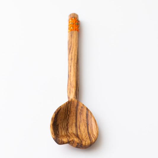 Handmade Heart Shaped Spoon with Beaded Handle