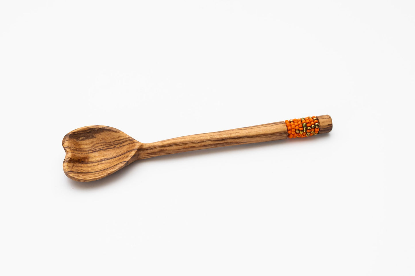 Handmade Heart Shaped Spoon with Beaded Handle