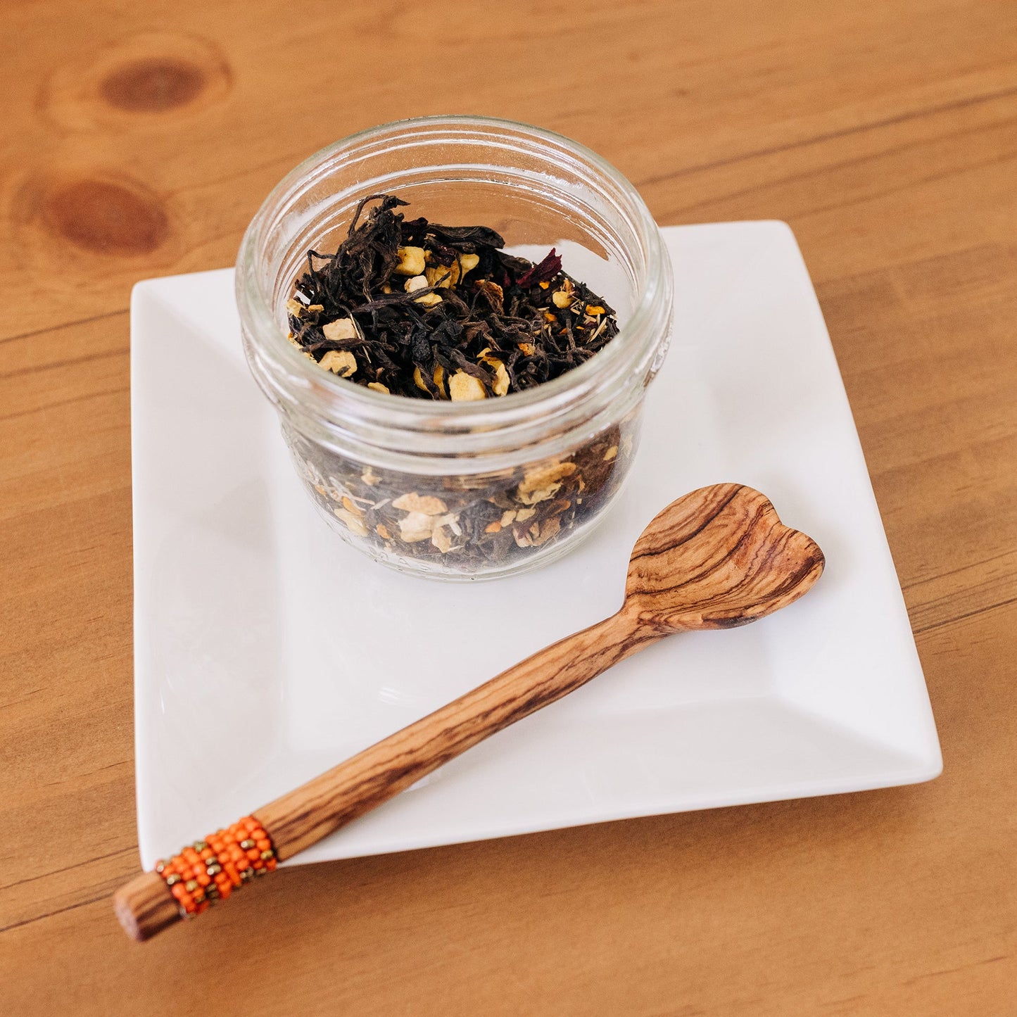 Handmade Heart Shaped Spoon with Beaded Handle