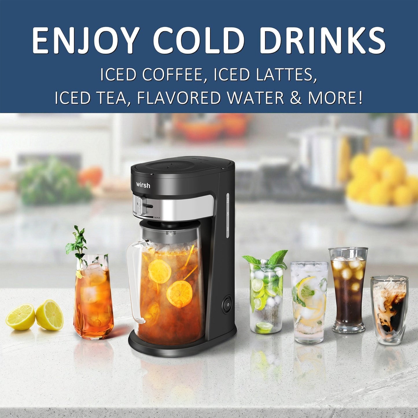 Wirsh Iced Coffee Maker, Iced Tea Maker with 85 Ounce Pitcher