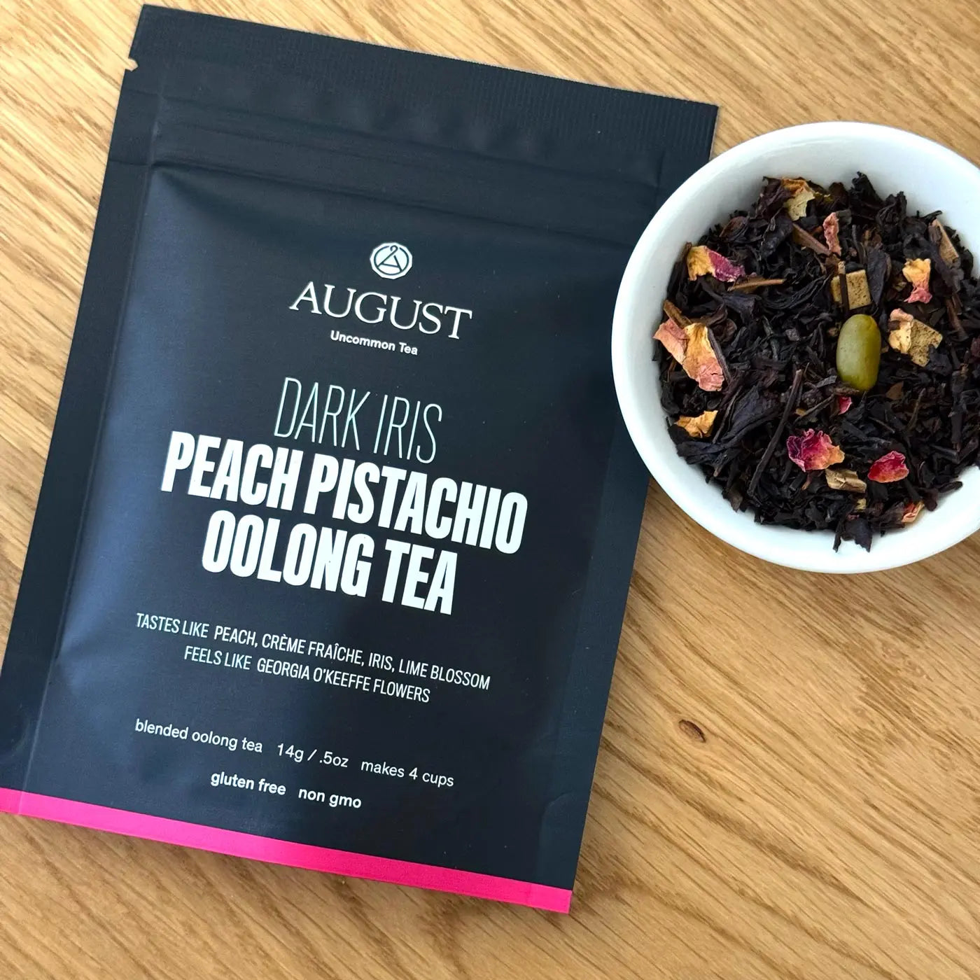 August Uncommon | Dark Iris | Peach Pistachio Oolong Tea