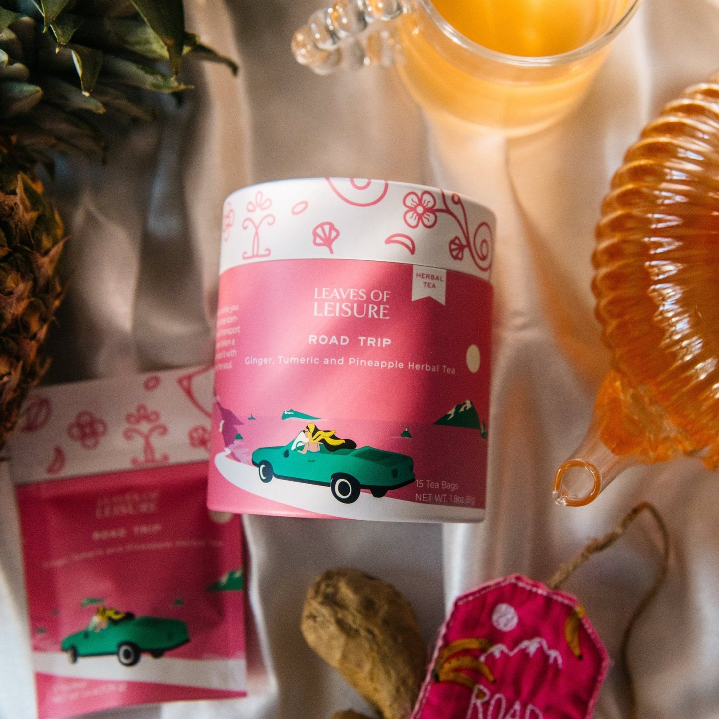 Road Trip Herbal Tea | Ginger, Turmeric Root, Carrot, Beet, Pineapple, Candlendula Petals