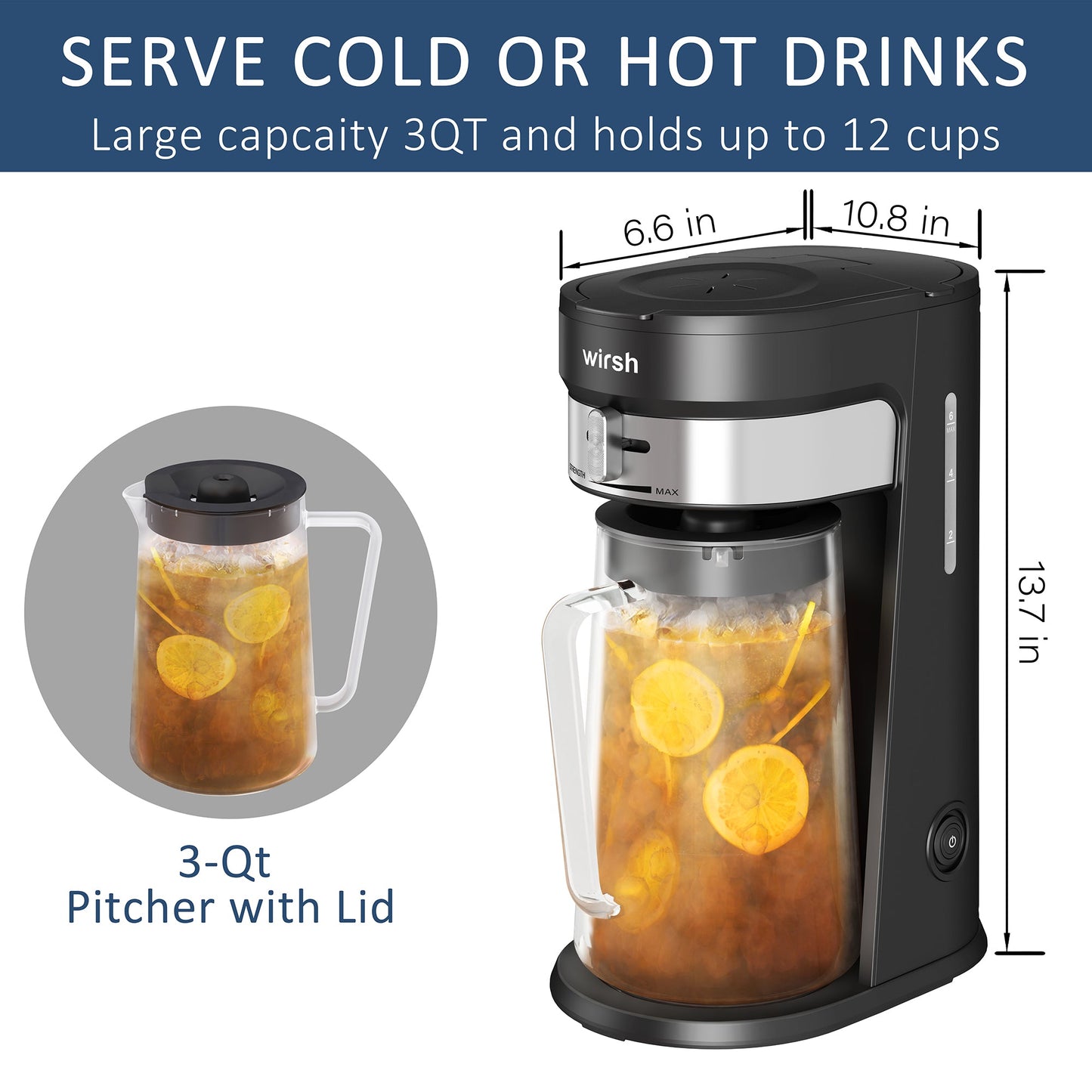 Wirsh Iced Coffee Maker, Iced Tea Maker with 85 Ounce Pitcher